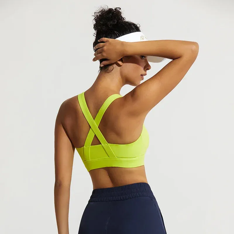 Cross Back Plus Size Shockproof Gym Fitness Athletic Women Sports Bra with Fixed Pads